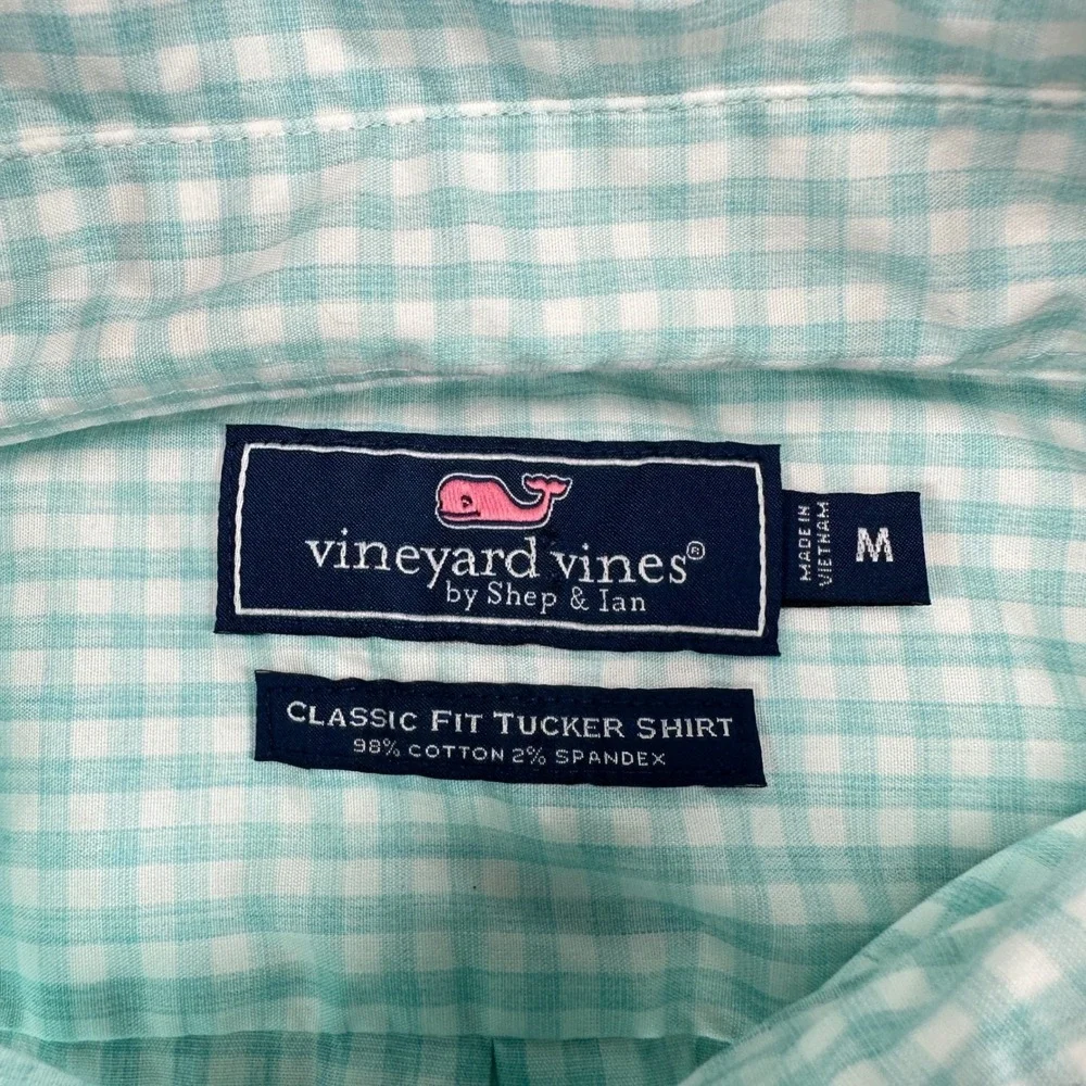 Vineyard Vines Tucker Shirt Mens M Blue Gingham Classic Fit Cotton Stretch - Picture 10 of 14